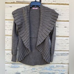 Hekla & Co Wool Italian Ribbed Open Knit Fall Winter Cardigan Sweater M